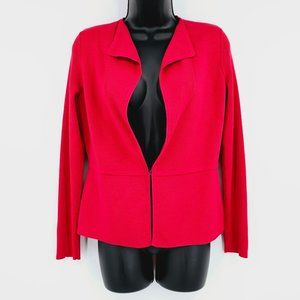 Chicos Cardigan Sweater 0 S 4 Red Ribbed Stretch Knit Clasp Front Long Sleeve